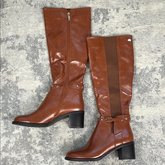 New Torgeis Destiny Tall Boots Riding Studded Ankle Belt Camel Tan Sz 9 - Picture 4 of 15